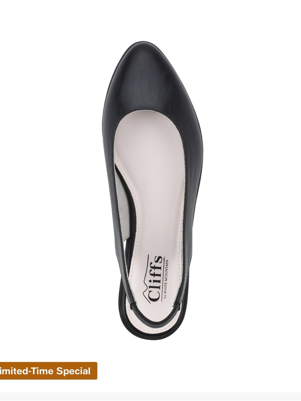 Cliffs by WHITE MOUNTAIN Two-Tone Pointed Slingback Flats in Black and White - Picture 3 of 5